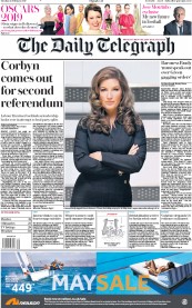 The Daily Telegraph (UK) Newspaper Front Page for 26 February 2019