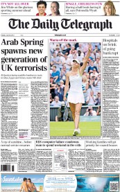 The Daily Telegraph Newspaper Front Page (UK) for 26 June 2012