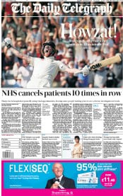 The Daily Telegraph (UK) Newspaper Front Page for 26 August 2019