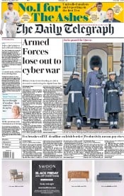 The Daily Telegraph (UK) Newspaper Front Page for 27 November 2017