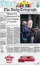 The Daily Telegraph (UK) Newspaper Front Page for 27 January 2020