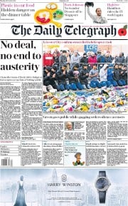 The Daily Telegraph (UK) Newspaper Front Page for 29 October 2018