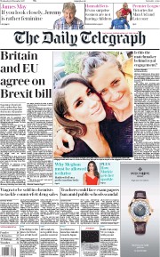 The Daily Telegraph (UK) Newspaper Front Page for 29 November 2017