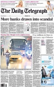 The Daily Telegraph Newspaper Front Page (UK) for 29 June 2012