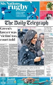 The Daily Telegraph (UK) Newspaper Front Page for 2 February 2019