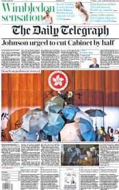 The Daily Telegraph (UK) Newspaper Front Page for 2 July 2019