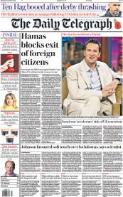The Daily Telegraph (UK) Newspaper Front Page for 30 October 2023