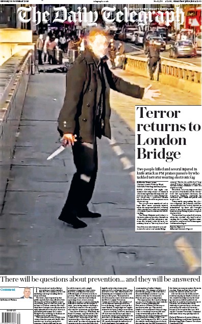 The Daily Telegraph Newspaper Front Page (UK) for 30 November 2019