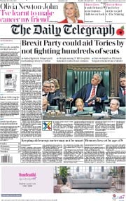 The Daily Telegraph (UK) Newspaper Front Page for 31 October 2019