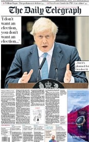 The Daily Telegraph (UK) Newspaper Front Page for 3 September 2019