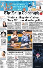 The Daily Telegraph (UK) Newspaper Front Page for 4 November 2017