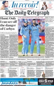 The Daily Telegraph (UK) Newspaper Front Page for 4 July 2019