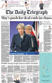 The Daily Telegraph (UK) Newspaper Front Page for 5 December 2017