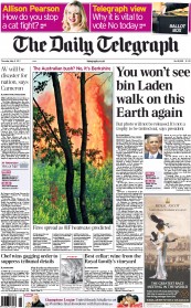 The Daily Telegraph Newspaper Front Page (UK) for 5 May 2011