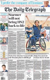 The Daily Telegraph (UK) Newspaper Front Page for 6 October 2023