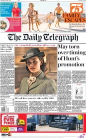 The Daily Telegraph (UK) Newspaper Front Page for 6 January 2018