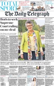 The Daily Telegraph (UK) Newspaper Front Page for 7 October 2019