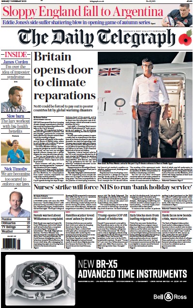 The Daily Telegraph Uk Front Page For 7 November 2022 Paperboy
