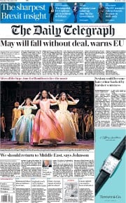 The Daily Telegraph (UK) Newspaper Front Page for 7 December 2017