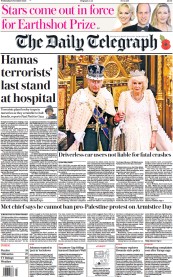 The Daily Telegraph (UK) Newspaper Front Page for 8 November 2023