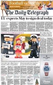 The Daily Telegraph (UK) Newspaper Front Page for 8 December 2017