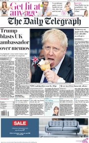 The Daily Telegraph (UK) Newspaper Front Page for 8 July 2019