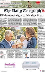 The Daily Telegraph (UK) Newspaper Front Page for 9 November 2018