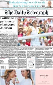 The Daily Telegraph (UK) Newspaper Front Page for 9 July 2019