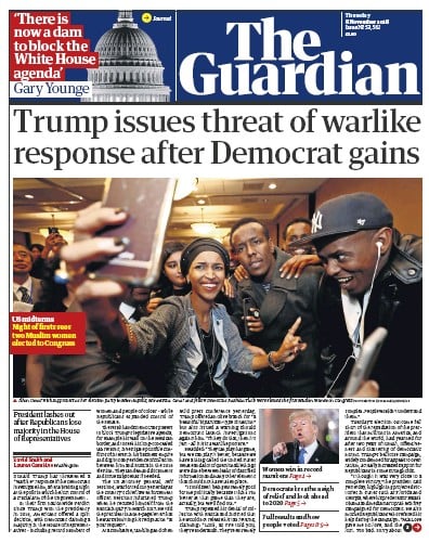 The Guardian Newspaper Front Page (UK) for 10 November 2018