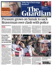 The Guardian (UK) Newspaper Front Page for 10 November 2023