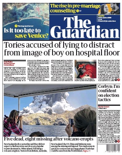 The Guardian Newspaper Front Page (UK) for 10 December 2019