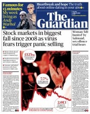 The Guardian (UK) Newspaper Front Page for 10 March 2020