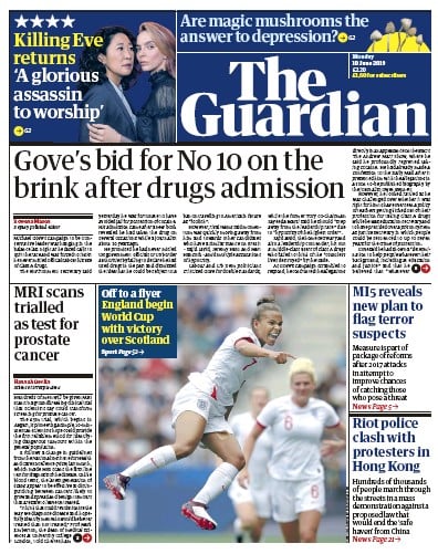 The Guardian Newspaper Front Page (UK) for 10 June 2019