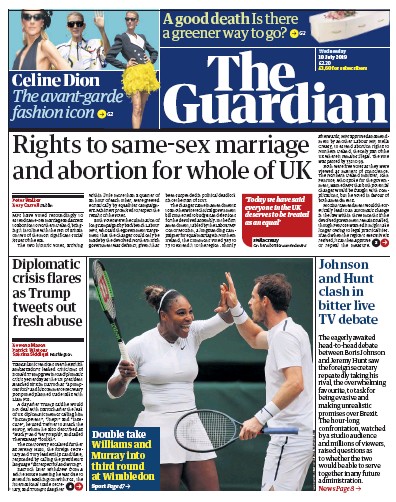 The Guardian Newspaper Front Page (UK) for 10 July 2019