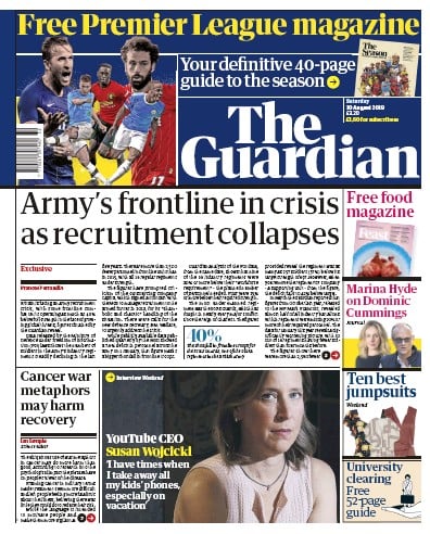 The Guardian Newspaper Front Page (UK) for 10 August 2019