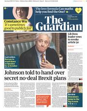 The Guardian (UK) Newspaper Front Page for 10 September 2019
