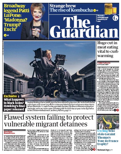 The Guardian Newspaper Front Page (UK) for 11 October 2018