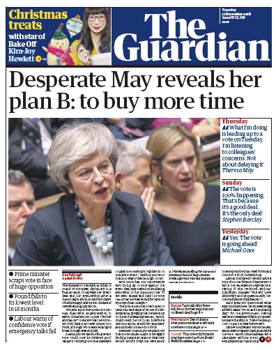 The Guardian Newspaper Front Page (UK) for 11 December 2018