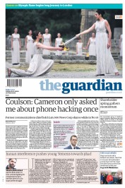 The Guardian (UK) Newspaper Front Page for 11 May 2012