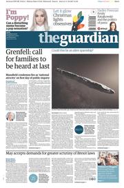 The Guardian (UK) Newspaper Front Page for 12 December 2017