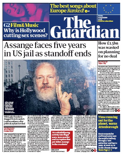 The Guardian Newspaper Front Page (UK) for 12 April 2019