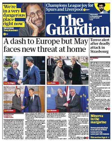 The Guardian Newspaper Front Page (UK) for 13 December 2018