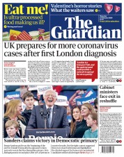 The Guardian (UK) Newspaper Front Page for 13 February 2020