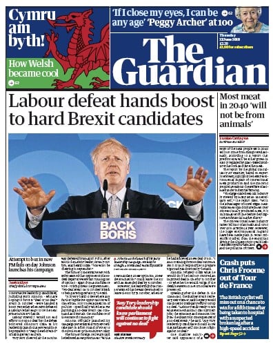 The Guardian Newspaper Front Page (UK) for 13 June 2019