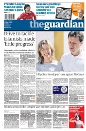 The Guardian (UK) Newspaper Front Page for 14 December 2010