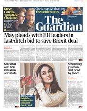 The Guardian (UK) Newspaper Front Page for 14 December 2018