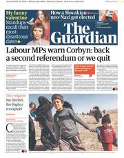 The Guardian (UK) Newspaper Front Page for 14 February 2019