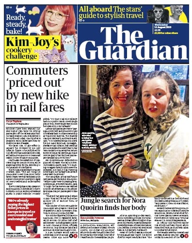 The Guardian Newspaper Front Page (UK) for 14 August 2019