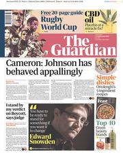 The Guardian (UK) Newspaper Front Page for 14 September 2019