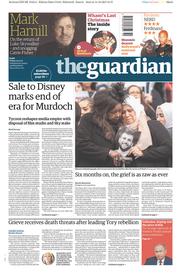 The Guardian (UK) Newspaper Front Page for 15 December 2017